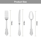 Bestluck 150PCS Silver Plastic Silverware for 50 Guests, Heavy Duty Silver Disposable Utensils Sets, Includes 50 Forks, 50 Spoons, 50 Knives, Elegant Cutlery Perfect for Wedding or Party