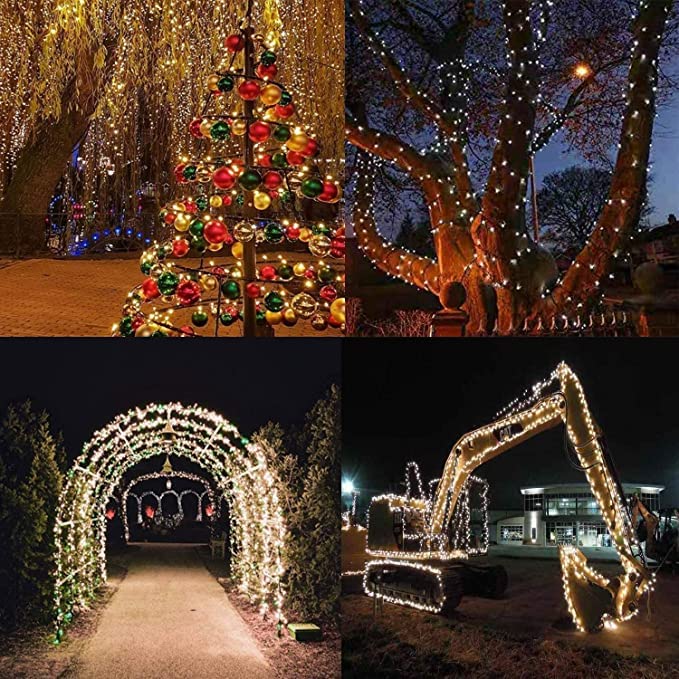 82FT 200 LED Color Changing Christmas String Lights with Remote & Timer & Memory Function, 9 Lighting Modes Waterproof Fairy String Lights for Xmas Tree Holiday Party Garden (Warm White & Cool White)