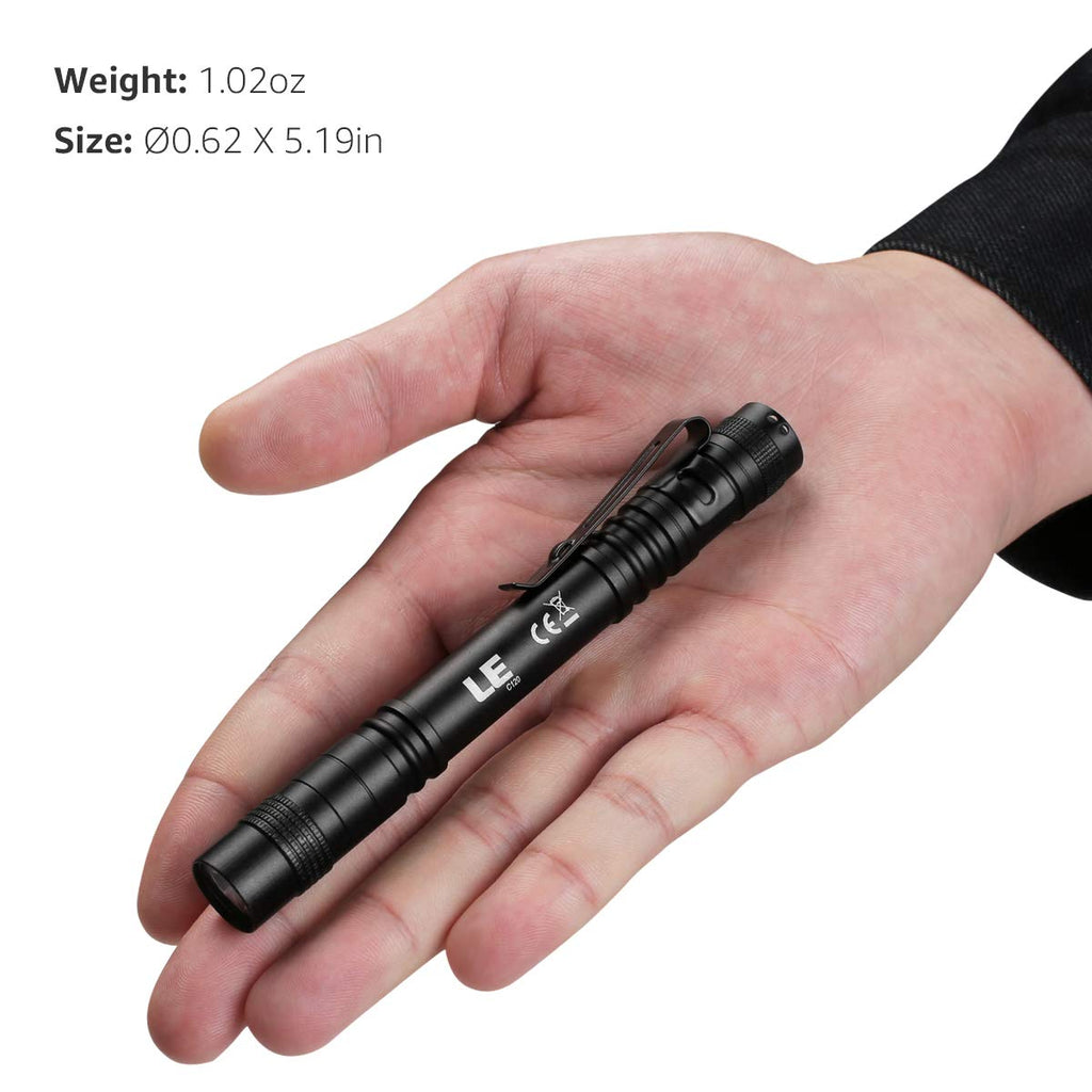 LE LED Pen Flashlights, Lightweight, Mini, Waterproof Pocket Flashlight with Clip, 2 Pack Small Flashlights for Inspection, Work, Emergency