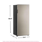 Frigidaire 10 Cu. Ft. Upright Convertible Fridge/Freezer, Reversible Door, Removable Glass Shelves, Adjustable Controls, Platinum Finish