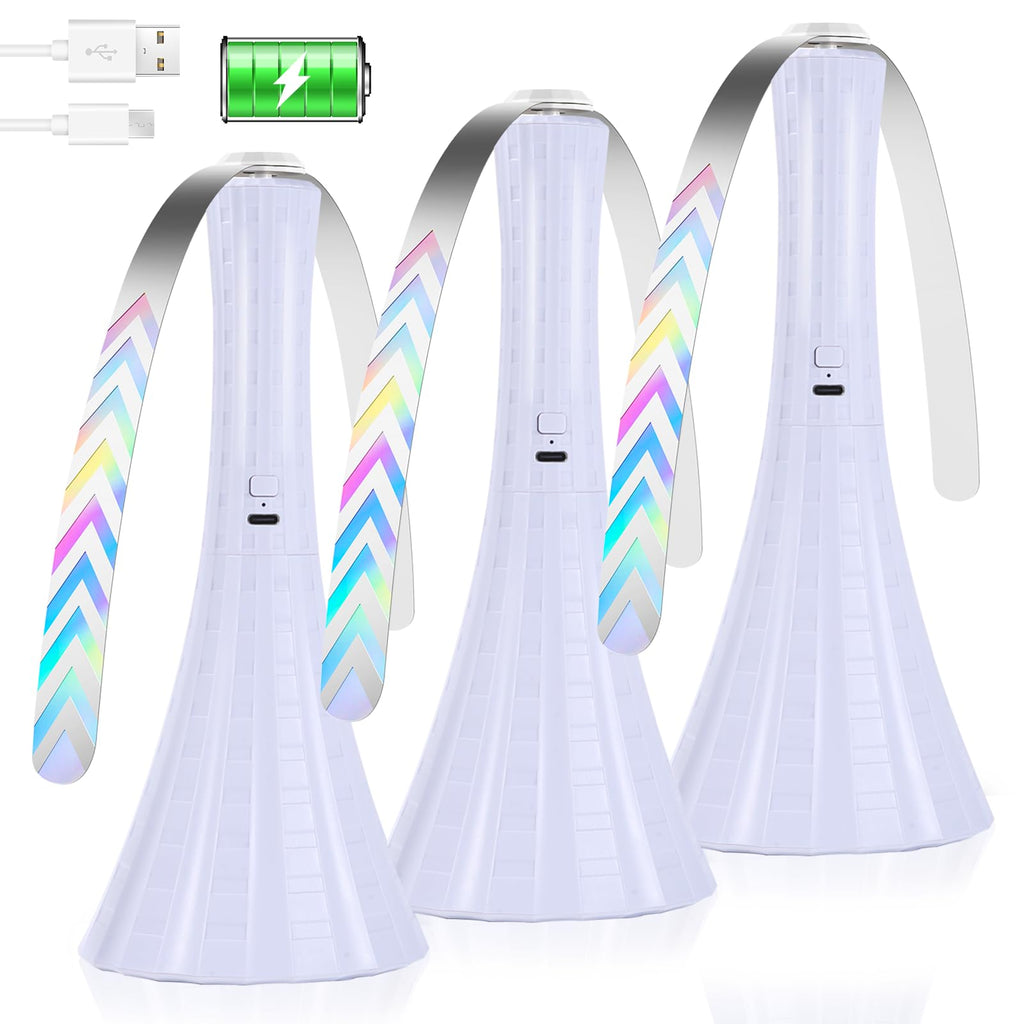 Rechargeable Fly Fans for Tables, Belfans Fly Fans for Outdoor Tables USB, Fly Fans to Keep Flies Away by Soft Blades, Food Fans for Camping, Picnic, Fishing, Fly Repellent Outdoor Patio, 3pcs, White