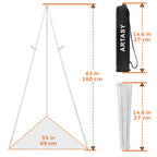 ARTASY 63" Easel Stand for Wedding Signs, Posters, Portable Artist Easel for Painting Canvas, Tripod for Home and Office, Supports 5 lbs-White 1/Pack