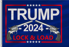ANCONINE Double Sided Trump 2024 Lock and Load Flag 3x5FT Gun Flag,Trump MAGA Flag,Heavy Duty 3Ply 220D Polyester Double Stitched and 2nd Amendment Flag with 2 Brass Grommets.