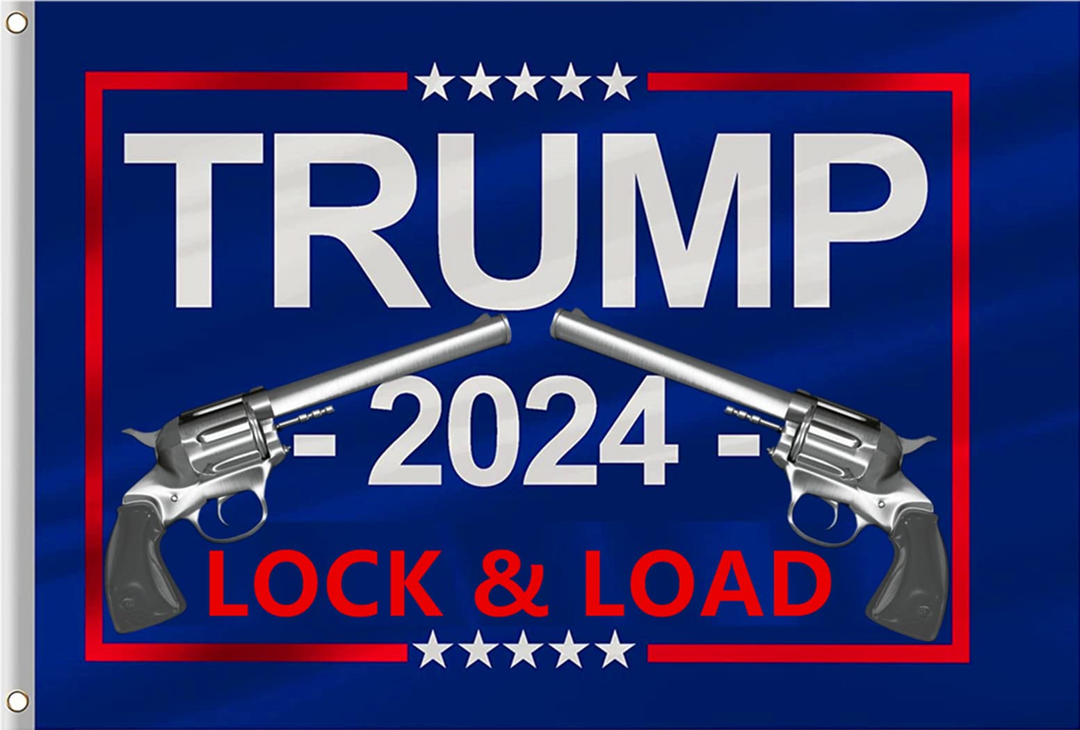 ANCONINE Double Sided Trump 2024 Lock and Load Flag 3x5FT Gun Flag,Trump MAGA Flag,Heavy Duty 3Ply 220D Polyester Double Stitched and 2nd Amendment Flag with 2 Brass Grommets.