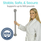 Vive Grab Bar for Bathtubs and Showers - Handicap Bathroom Safety Handrail for Elderly - Wall Senior Rail Handle for Tub, Toilet, Bath