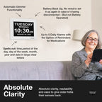 American Lifetime 【New 2024】 Dementia Clock Large Digital Clock for Seniors, Digital Clock Large Display with Custom Alarms, Clock with Day & Date for Elderly, Large Number Digital Clock Black