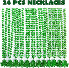 JOYIN 24 Pcs St Patricks Shamrock Necklaces, Green Clover-Shaped Bead Necklace with Pendant for St. Patrick's Day Party Supplies Dressing-up Accessories Party Favors, Irish Leprechaun Plastic Jewelry