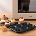 ASBAYSON 6 Packs Premium Steel Muffin Pan for Baking, Round Muffin Baking Pan, Baking Tray for Muffins, Cupcakes, Brownie(Black