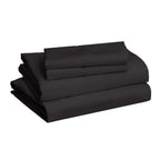 Amazon Basics Lightweight Super Soft Easy Care Microfiber 4-Piece Bed Sheet Set with 14-Inch Deep Pockets, Queen, Black, Solid