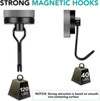 DIYMAG Black Magnetic Hooks 120LBS Strong Magnetics Heavy Duty 2026 Cruise Cabin Ship Essentials Magnet Hook with Metal Hanger for Hanging Refrigerator Home Kitchen Office 16Pack