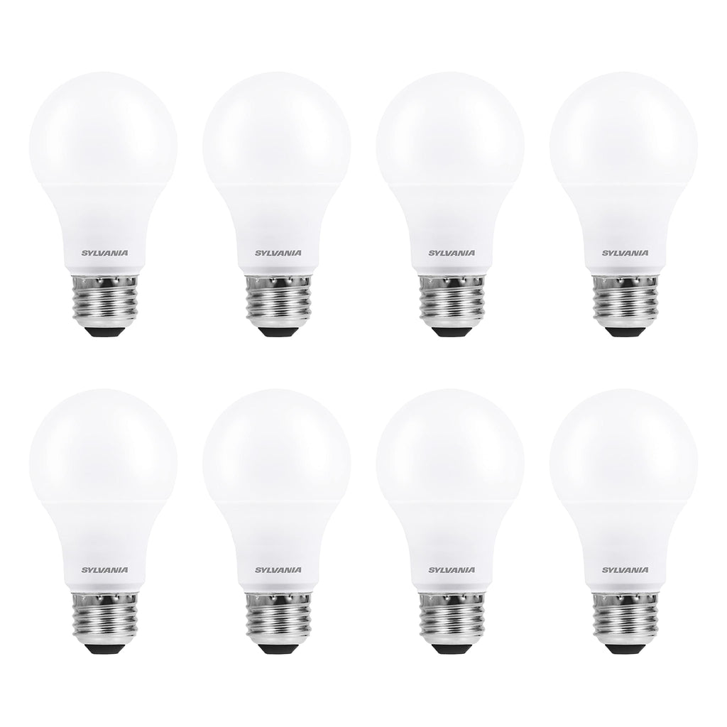 SYLVANIA ECO LED Light Bulb, A19 60W Equivalent, Efficient 9W, 7 Year, 750 Lumens, 2700K, Non-Dimmable, Frosted, Soft White - 8 Count (Pack of 1) (40821)