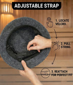 Adjustable Natural Wool Sauna Hat for Men and Women - Sauna Cap with Sweatband - Insulating Breathable Wool Banya Hat for Spa, Home Steam Room, Bathhouse - Comfortable Unisex Steam Room Hats