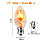 25 Pack C7 Halloween Flickering Flame Light Bulbs, 1W Clear Flicker Flame Candles Bulbs, E12 Candelabra Replacement Light Bulbs for Christmas Electric Window Candles Chandelier Night Light Bulbs