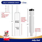 JOLLY CHEF 60 Pack Party Jelly Halloween Shot Syringes, Medium 1.5 oz Container with Lid, Perfect for Plastic Shot Glasses Thanksgiving Christmas