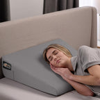 GORILLA GRIP Bed Wedge Ergonomic Sleeping Pillow, Soft Dual Layer Memory Foam, Stay in Place Dots, Breathable, Headboard Triangle Sleep Support for Reading Acid Reflux Anti Snoring, 7.5in Gray