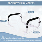 Toilet Safety Rail, Toilet Grab Bars for Seniors and Disabled with Adjustable Width, Toilet Safety Frame for Seniors Supports 350lbs (White - Capacity 350 lbs)