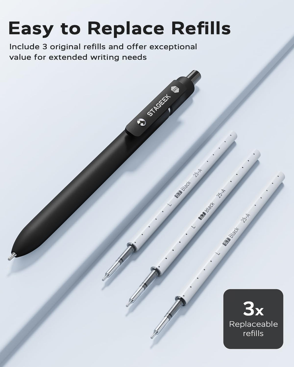Black Gel Pens GX3, 6 Pcs Fine Point Smooth Writing Pens with 3 Extra Refills, Quick Dry Black Ink Pens for Journaling, Office, Note Taking, School Supplies, Nurse Aesthetic(Black Gray White)