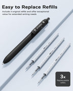 Black Gel Pens GX3, 6 Pcs Fine Point Smooth Writing Pens with 3 Extra Refills, Quick Dry Black Ink Pens for Journaling, Office, Note Taking, School Supplies, Nurse Aesthetic(Black Gray White)