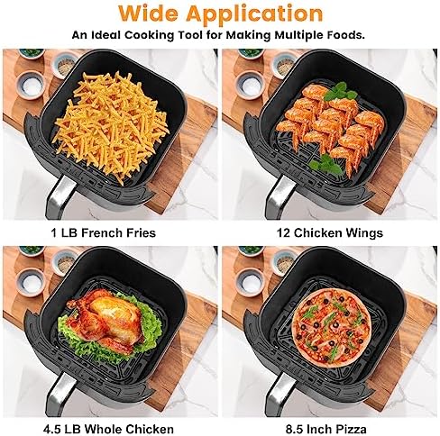 Air fryer Replacement Parts for Instant Pot Vortex Plus 6 in 1 4 Quart Air Fryer Oven, 7.5''×7.5'' Square Food Grade Air Fryer Grill Pan Grill Plate Crisper Plate Accessories Tray Rack