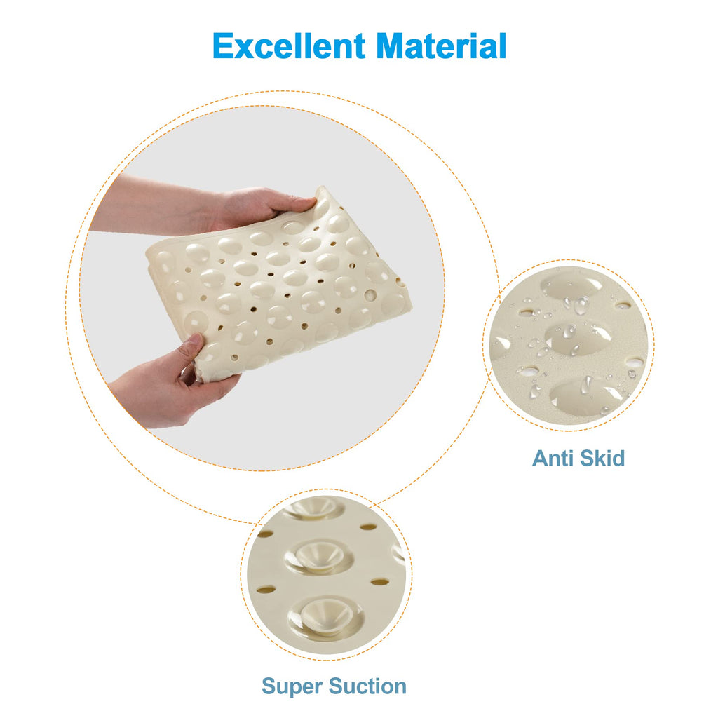 AmazerBath Bath Tub Mat, 40 x 16 Inches Non-Slip Shower Mats with Suction Cups and Drain Holes, Bathtub Mats Shower Stall Mats Machine Washable, Beige
