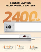 10inch Under Cabinet Lighting, LED Motion Sensor Light Indoor, 2400mAh USB Rechargeable Closet Lights, Dimmable & Magnetic Wireless Under Counter Lights for Kitchen, Pantry, Stairs (2 Pack)