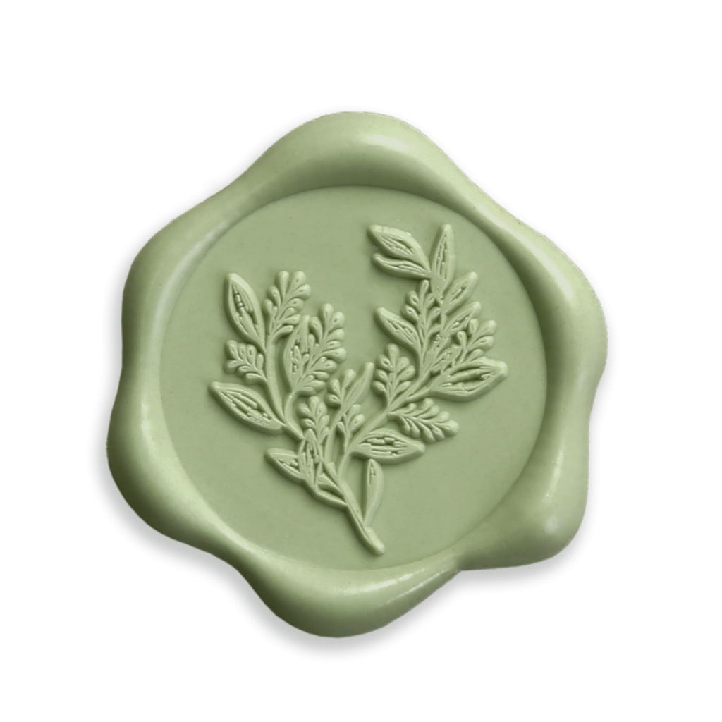 UNIQOOO Wax Seal Stickers - Eucalyptus Wedding Invitation Envelope Seal Stickers, 100 Pcs Self- Adhesive Sage Green Stickers, Perfect for Invitation, Christmas, Gift Wrapping, Party