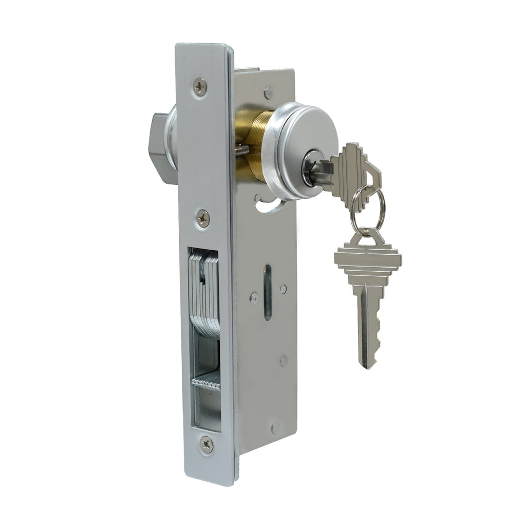 Storefront Door Lock Alsecure Commerical Door Mortise Lock for Aluminum Shop Doors 1.1/8 inch Backset Silver