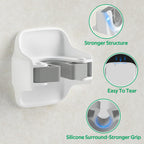 3 Pack Broom Holder Wall Mount Mop Grippers No Drilling Self Adhesive Anti-Slip Mop Handle Hanger Dustpan and Broom Organizer Garage Storage Racks-White