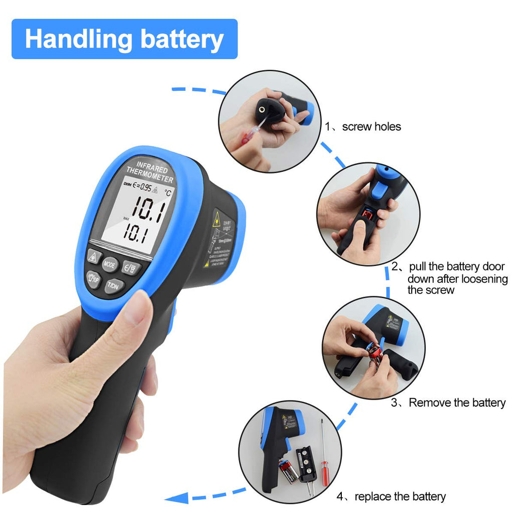 AOPUTTRIVER AP-2732 Pyrometer High Temp Thermometer Gun, Laser Thermometer Gun -58℉~2732℉(-50℃ ~ 1500℃), 30:1 IR Thermometer Gun, Non-Contact Thermometer for Pizza ovens, Kiln, Forge