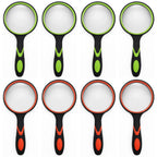 SHENGQIDZ 8 Pack 8X Handheld Magnifying Glass Reading Magnifier for Seniors and Kids, 50mm Magnifying Glass Lens with Non-Slip Rubber Handle for Reading Hobbies and Science