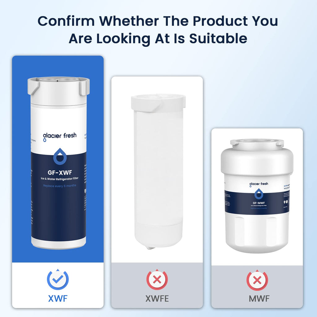 GLACIER FRESH XWF Replacement for GE XWF Refrigerator Water Filter Pack of 4 (Not XWFE)
