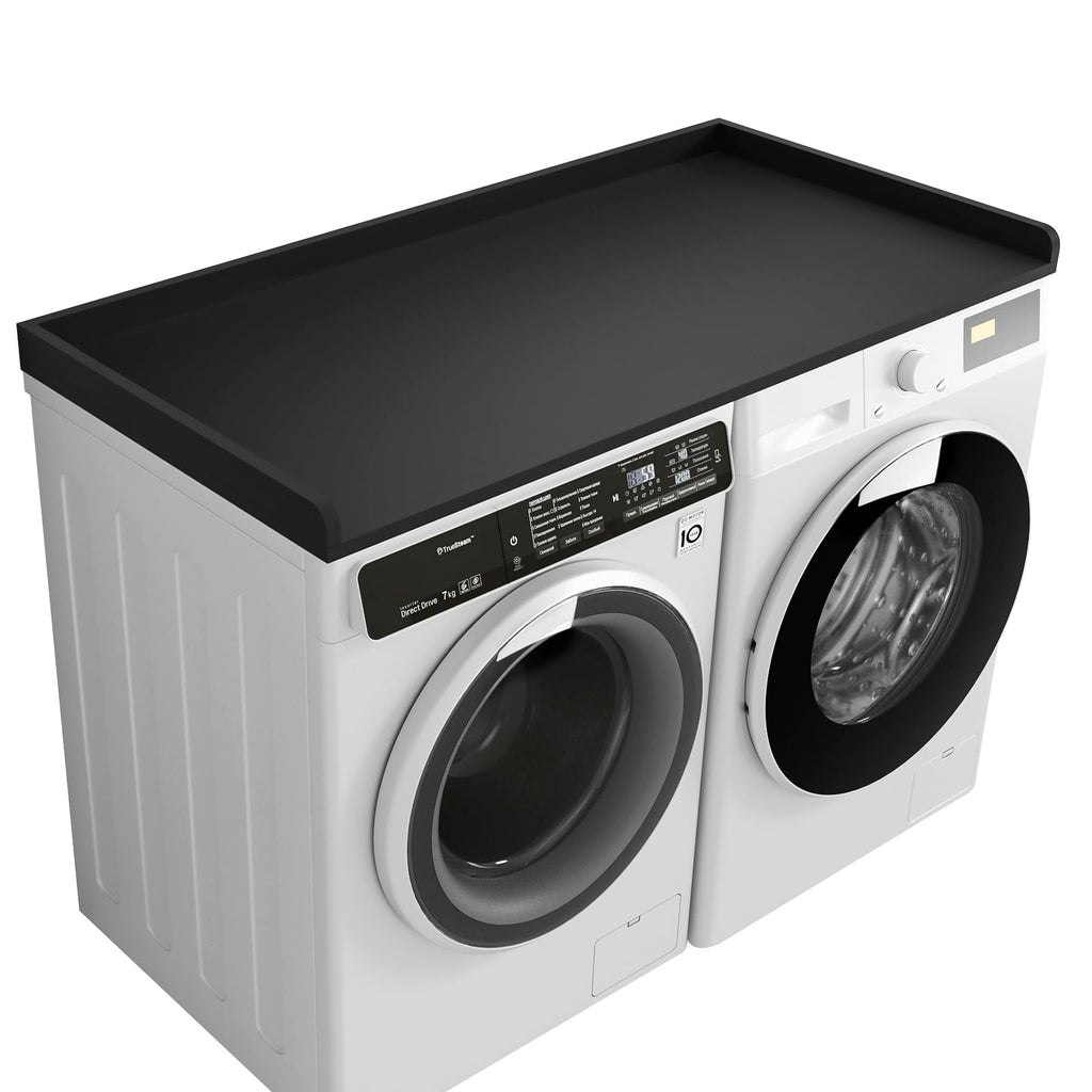 Kaboon Washer Dryer Countertop Only, Melamine Countertop with Edge Rails - 27.5" Depth x 54" Width Laundry Room Organization, Black