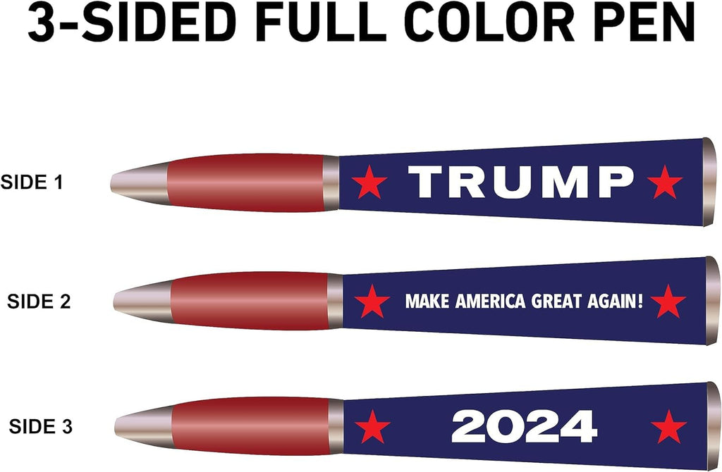 Trump Collectors Set Ballpoint Pen, Black Grip, MAGA Trump 2024 Design, Trump Merchandise Donald Trump Gifts for Men & Women, Make America Great Again Donald Trump Pen - Imprinted In USA (3-Sided Pen)