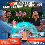 PETRI Fly Fans for Tables with Anti Bug Light - Food Fans to Keep Flies Away from Food - Fly Spinner Fly Fan for Outdoor Table - Fly Repellent Fan,Table Fans for Flies,Bug Fans for Food Table Fly Fan