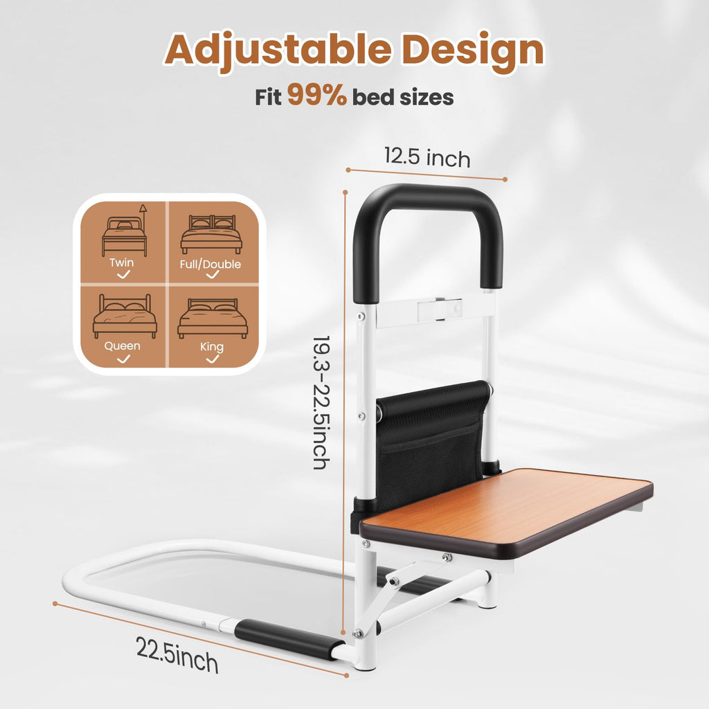 ONLYCARE Bed Rails for Elderly Adults Safety with Motion Sensor Light, Height Adjustable Bed Assist Rail with Storage Bag & Foldable Desk, FSA or HSA Eligible, Fit King, Queen, Full, Twin