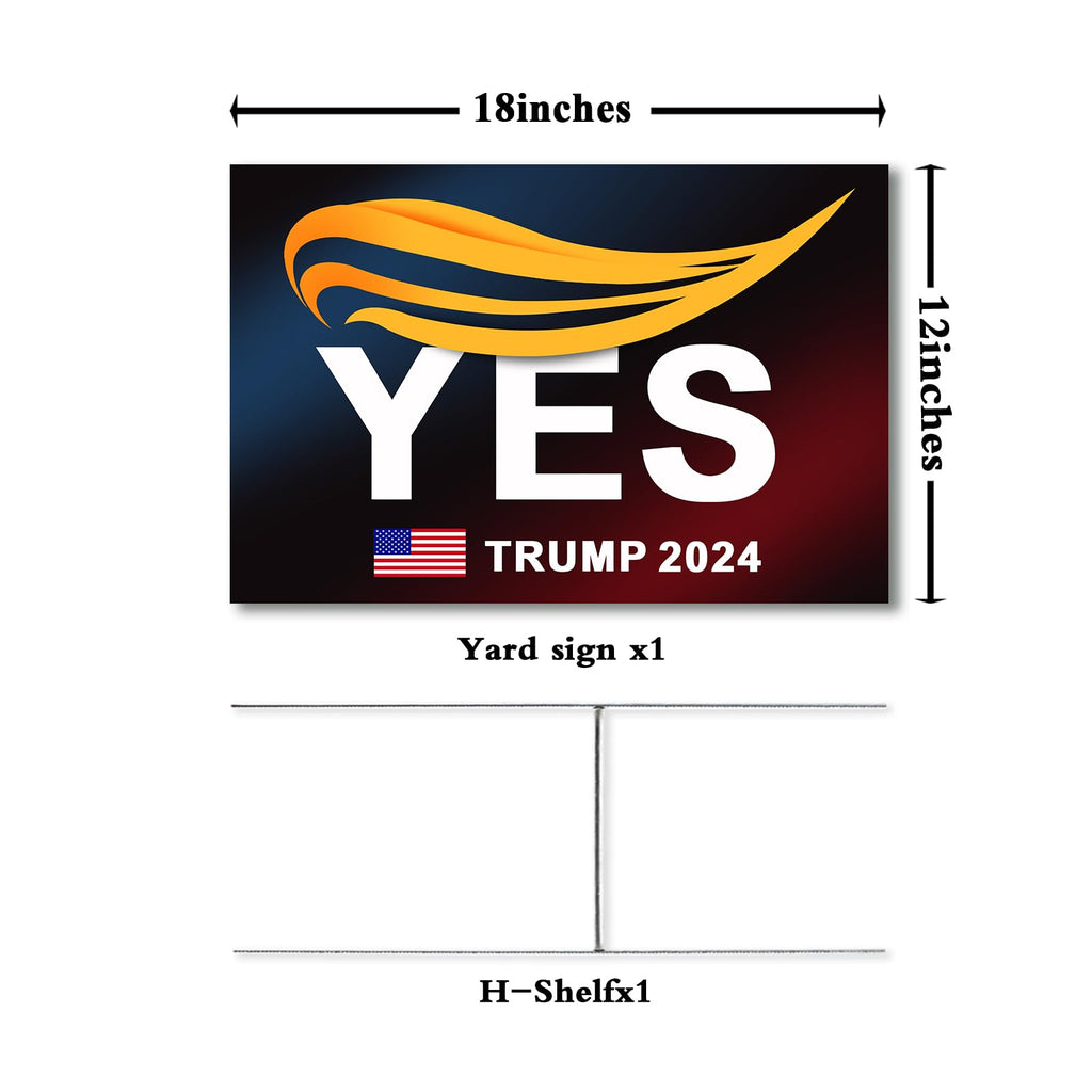 Oligei Trump Yard Signs, Trump 2024 Yard Sign 18" X 12", YES Trump Yard Signs 2024 Double Sided Fade Resistant, Take America Back Trump Signs for Yard Heavy Duty Metal H-Frames