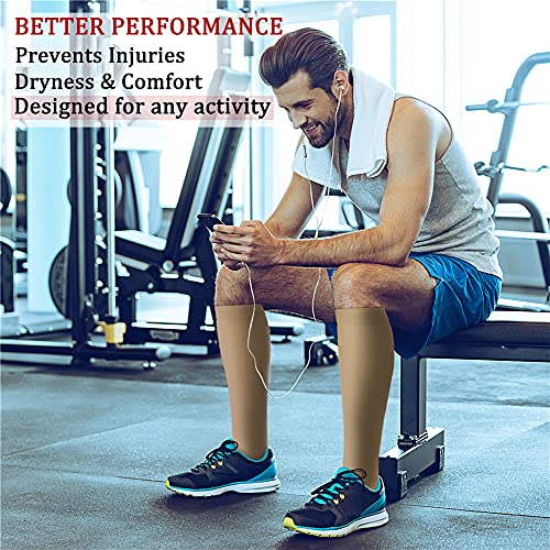 CHARMKING Compression Socks for Women & Men (8 Pairs) 15-20 mmHg Graduated Copper Support Socks are Best for Pregnant, Nurses - Boost Performance, Circulation, Knee High & Wide Calf (L/XL, Nude)