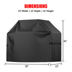 Grill Cover, BBQ Grill Cover, Waterproof, Weather Resistant, Rip-Proof, Anti-UV, Fade Resistant, with Hook-and-loop and Strap, Gas Grill Cover for Weber,Char Broil,Nexgrill Grills, etc. 55 inch, Black