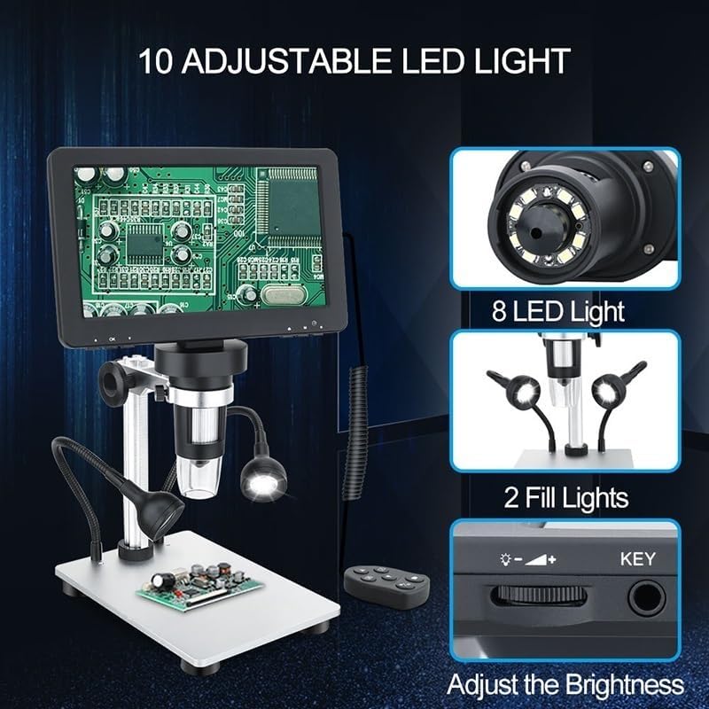 Microscope Accessories Kit Digital Microscope 50-1200X Electronic Video Microscopes Microscope Slides (Color : GD7010 7.0inch 12MP)