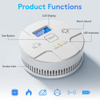 6 Packs,2 in 1 Technology, Smoke,Carbon Monoxide Detector, Co Alarm,85db Alert,LCD Readout,3 Color LED Indication,(Green Light Blinking at Work), with 3 AA Batteries,Easy Install,for Home and Kitchen