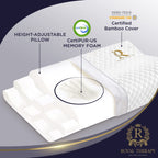Royal Therapy Memory Foam Pillow, Queen Neck Pain Relief, Contour Cervical Pillow, for Neck and Shoulder Pain, Side, Back and Stomach Sleeper