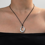 Statement Modern Geometric Hollow Square Pendant Rope Chain Necklace for Women Bold Fashion Layering Collarbone Jewelry Party Wear Accessory (Silver A)
