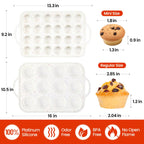 Silicone Muffin Pans for Baking, Metal Reinforced Frame Regular 12 Cups & Mini 24 Cups Cupcake Pan Set Nonstick Muffin Pan for Homemade Baking Easy to Handle