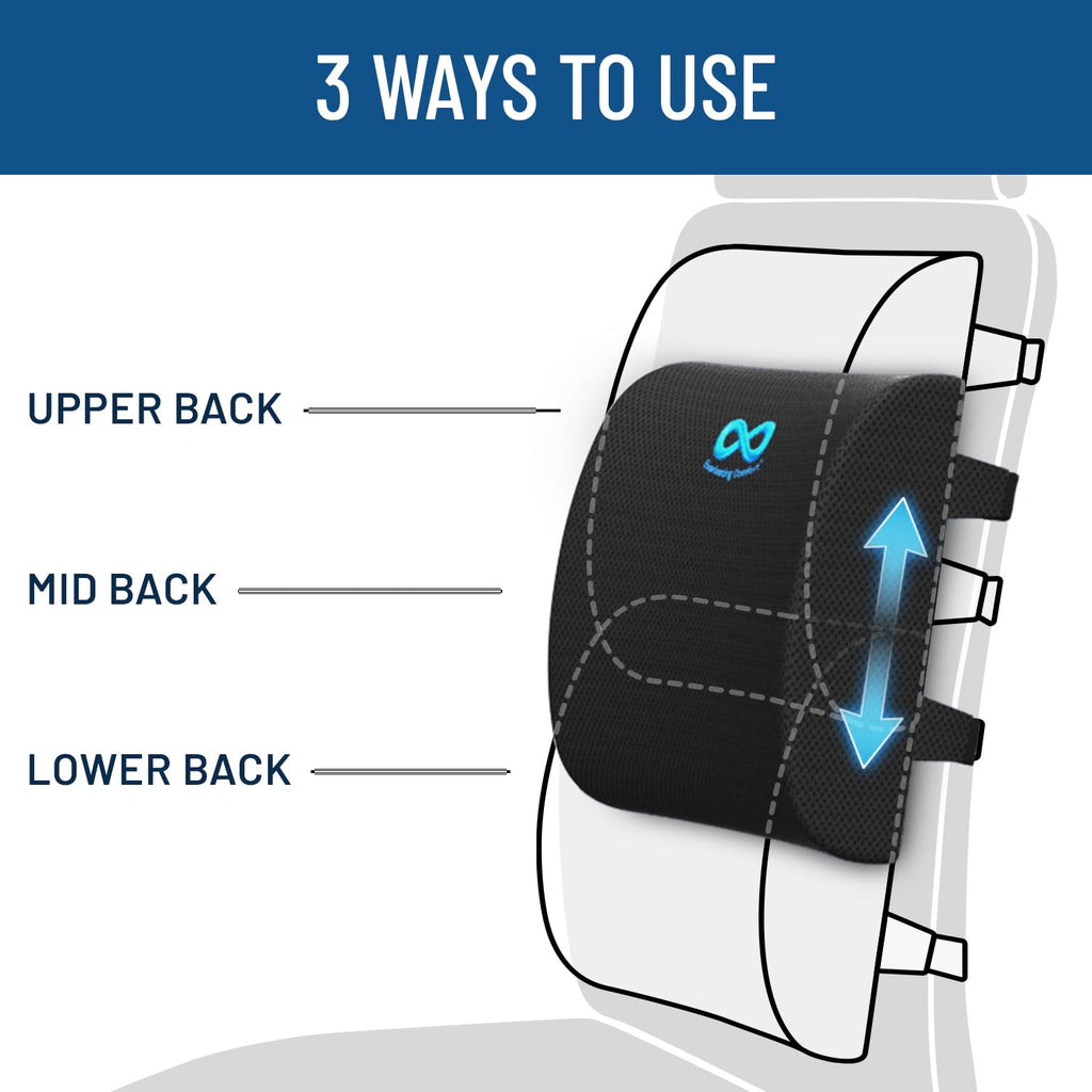 Everlasting Comfort Seat Cushion and Lumbar Support Pillow - Premium Memory Foam Office Chair Cushions for Enhanced Posture, Support, All-Day Comfort - Multi-Use for Car, Desk Chair, Gaming Chair