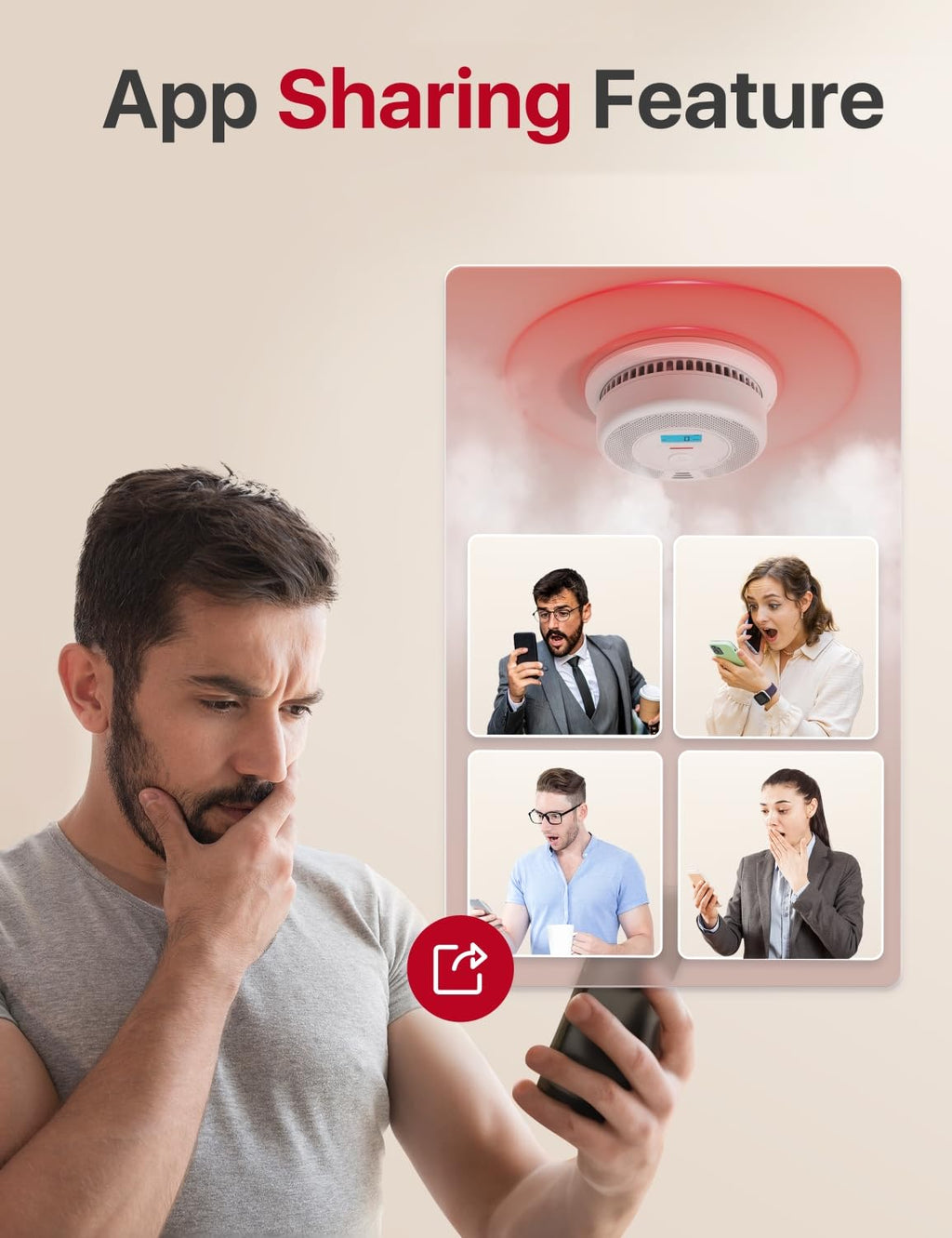 X-Sense Smart Smoke Detector Carbon Monoxide Detector Combo with Replaceable Battery, Wi-Fi Smoke and Carbon Monoxide Detector with Real-Time App Notifications, SC07-WX, 6-Pack