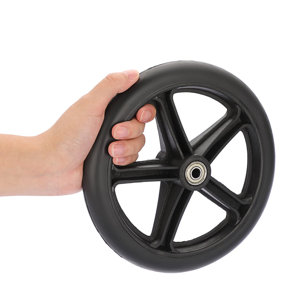OwnMy 2PCS of 8 Inch Black Rubber Wheelchair Replacement Wheels Wheelchair Front Wheels Anti-Slip Rollator Walker Replacement Casters Rollers Wheels Universal Wheelchair Replacement Wheel Accessories