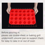 Silicone Mini Muffin Pan, 24 Cups Mini Cupcake Pans Silicone Muffin Tin for Baking Nonstick 2 Pack