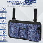 ZHCHG Wheelchair Side Bag with Cup Holder, Wheelchair Armrest Pouch Accessories for Walker, Rollator, Electric Scooter Wheelchairs, Ideal Gift for Mother's Day & Father's Day, Blue