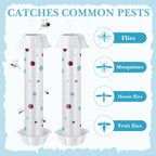 12 Pcs Sticky Fly Trap Fly Stick Indoor Outdoor Long Lasting Adhesive Fly Catcher with Hanging Hook for Wasps Gnats Bugs Insects Moths Fruit Flies Mosquitoes Spiders Fleas (White)