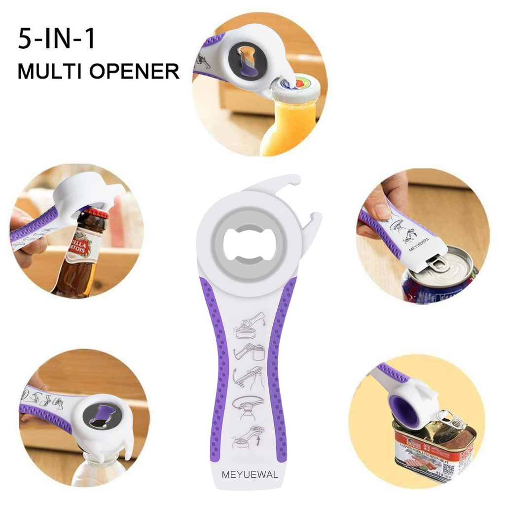 Latest Jar Opener Bottle Opener for Weak Hands, 6 in 1 Multi Function Can Opener Bottle Opener Kit with Silicone Handle Easy to Use for Children, Elderly and Arthritis Sufferers(JAR-Blue3.0)